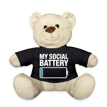 Social Battery Introvert Dead Battery Battery - Teddy Bear - black - Front