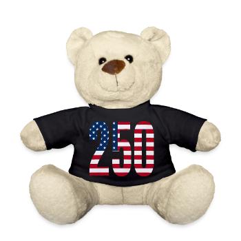 250 drapeau américain 4 juillet Joyeux anniversaire - Nounours - noir - Devant