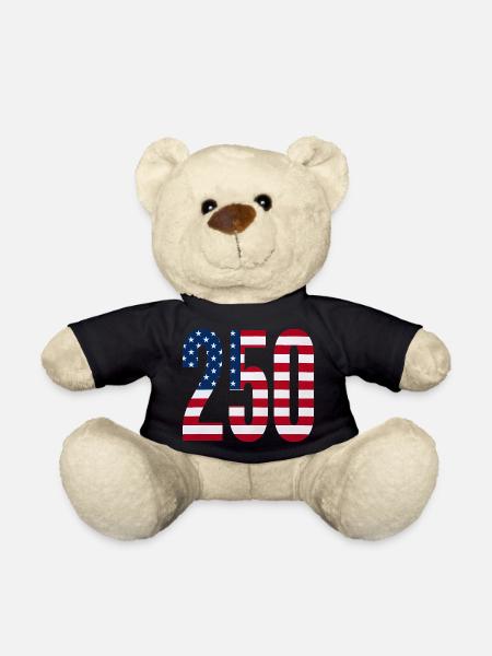 250 American Flag 4th Of July Happy Birthday - Teddy Bear - black