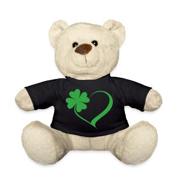 Grünes Kleeblatt Herz Design - Teddy - Schwarz - Vorne