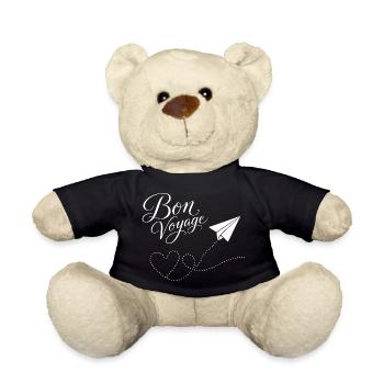 Bon Voyage gute Reise Papierzug Flugzeug mit Herz - Teddy - Schwarz - Vorne