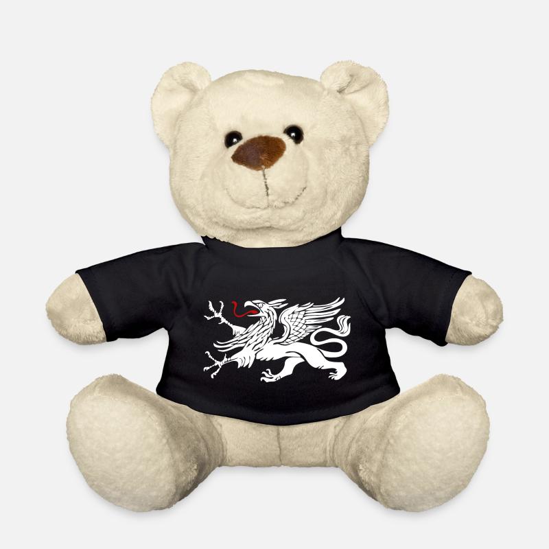 Rostocker Greif in Weiss mit roter Zunge - Teddy - Schwarz