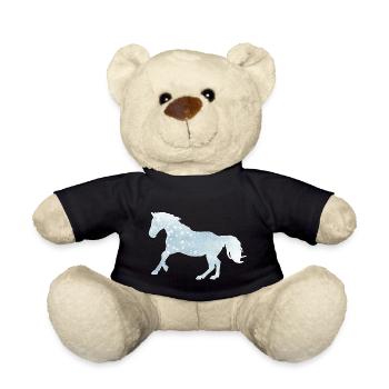 Weihnachten Pferd Geschenk Schneeflocken Araber - Teddy - Schwarz - Vorne