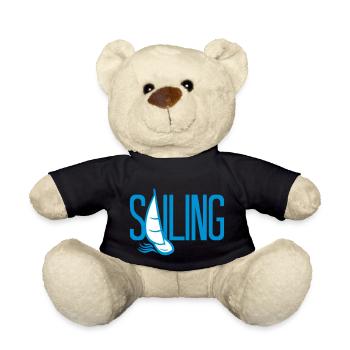 sailing hobby boat sailing ship sailboat sea wa - Teddy Bear - black - Front