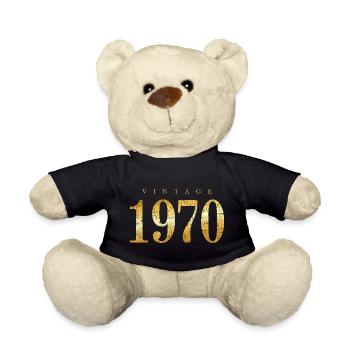 Vintage 1970 (Antik Goldgelb) Geburtstag - Teddy - Schwarz - Vorne