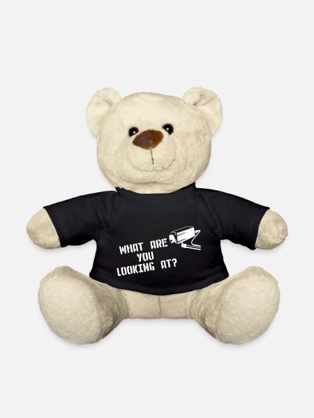 WHAT ARE YOU LOOKING AT CCTV Camera Street Art - Teddy Bear - black