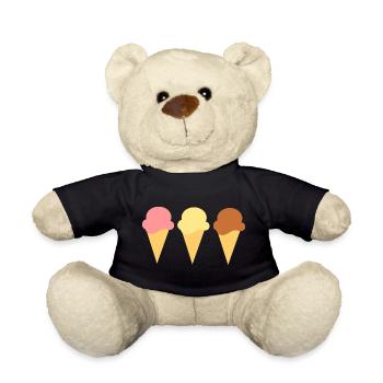 Eis Eiscreme Erdbeereis Vanilleeis Schokoeis - Teddy - Schwarz - Vorne