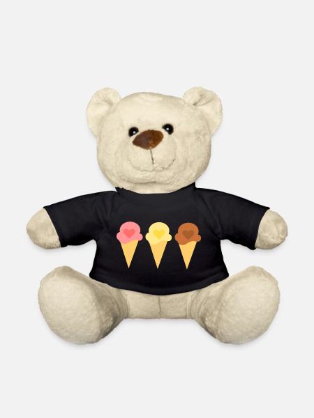 Eis Herz Eiscreme Erdbeereis Eisdiele Geschenk - Teddy - Schwarz