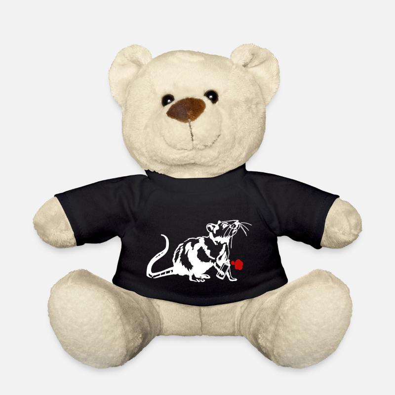 Street Art Ratte mit Graffiti Can - Teddy - Schwarz