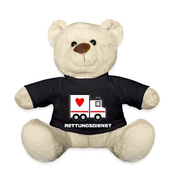 Rettungsdienst mit Herz - Krankenwagen - Teddy - Schwarz - Vorne