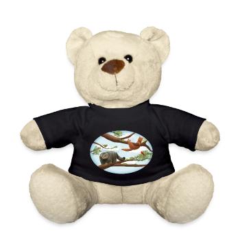 Manul and domestic cat on the tree - Teddy Bear - black - Front