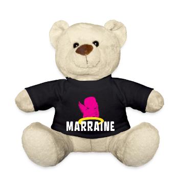 Marraine Bébé Ange Baptême - Nounours - noir - Devant