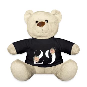 29th Anniversary Flowers (Gift of 29 years) - Teddy Bear - black - Front
