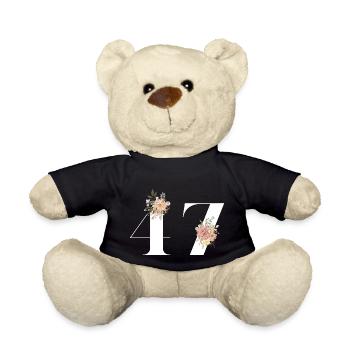 47e anniversaire fleuris (Cadeau de 47 ans) - Nounours - noir - Devant