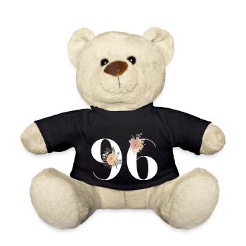 96e anniversaire fleuris (Cadeau de 96 ans) - Nounours - noir - Devant