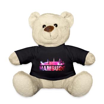 Hamburg Deutschland Stadt Skyline Schrift Splash - Teddy - Schwarz - Vorne