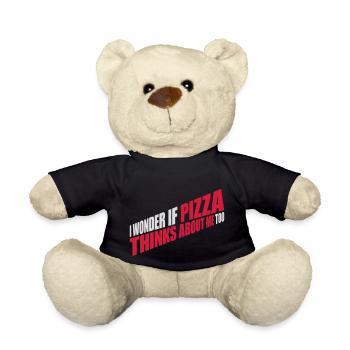 pizza thinks about me - Teddy Bear - black - Front