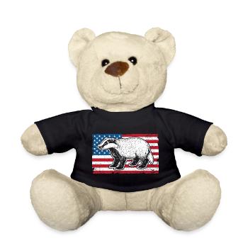 Honey Badger American Flag For A Patriot Honey - Teddy Bear - black - Front