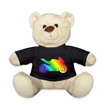 Supersport Motorrad in Regenbogenfarben - Teddy - Schwarz - Vorne