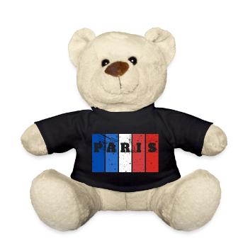 Paris Stripes Splash - Teddy Bear - black - Front