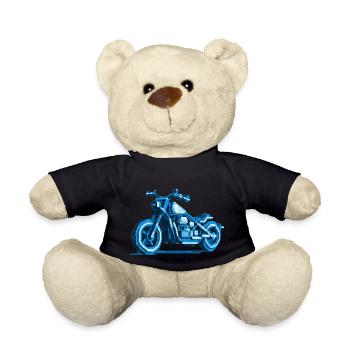 MotorradChopper in schöner 8 Bit Pixelgrafik - Teddy - Schwarz - Vorne
