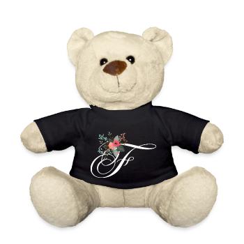 Lettre f fleuris - Nounours - noir - Devant