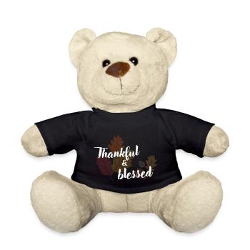 Thanksgiving Thankful Shirt Fall - Teddy Bear - black - Front