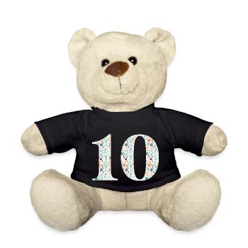 10e anniversaire floral - Nounours - noir - Devant