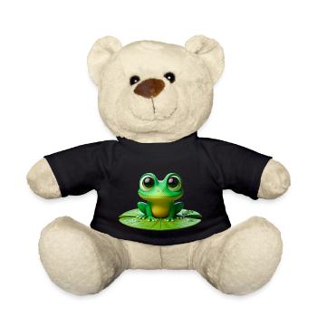Cute Frog on a Lily Pad - Teddy Bear - black - Front