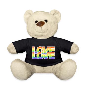 Regenbogen Liebe Schriftzug - Teddy - Schwarz - Vorne