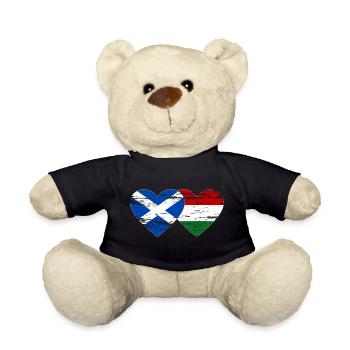 Scotland Hungary flag heart used - Teddy Bear - black - Front