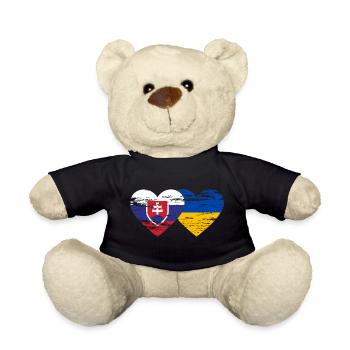 Slowakei Ukraine Flagge Herz used - Teddy - Schwarz - Vorne