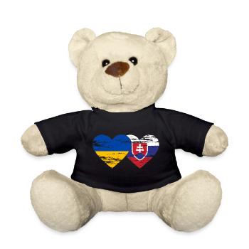 Ukraine Slowakei Flagge Herz used - Teddy - Schwarz - Vorne