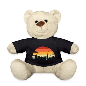 Sunset Skyline Retro Gradient - Teddy Bear - black - Front