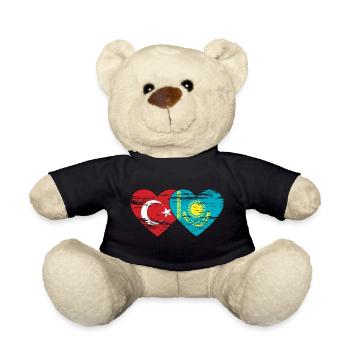 Turquie Kazakhstan Drapeau Coeur utilisé - Nounours - noir - Devant