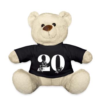 Nummer 20 Schwarze Blumen - 20-jähriges Blumenjubiläum - Teddy - Schwarz - Vorne