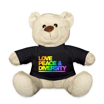 Typo Love Peace Diversity Rainbow - Teddy - Schwarz - Vorne