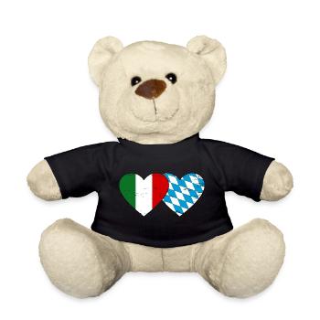 Italy Bavaria Flag Heart used - Teddy Bear - black - Front