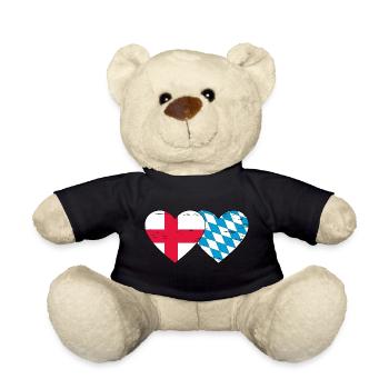 England Bavaria Flag Heart used - Teddy Bear - black - Front