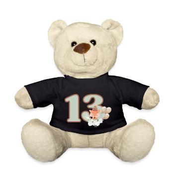 13th Birthday Fox Flowers - Teddy Bear - black - Front