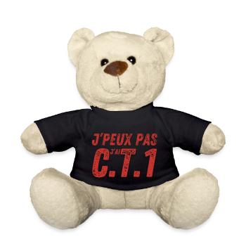 "Ich kann nicht, ich habe C.T.1. Sub-Off-Prüfung" - Teddy - Schwarz - Vorne