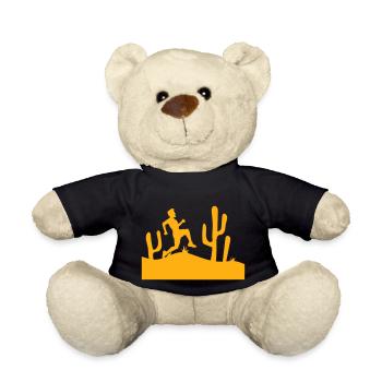 Cacti Desert Man Running Fast Funny Running Fun - Teddy Bear - black - Front