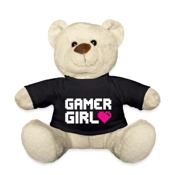 Gamer Girl Video Games Gaming - Teddy Bear - black - Front