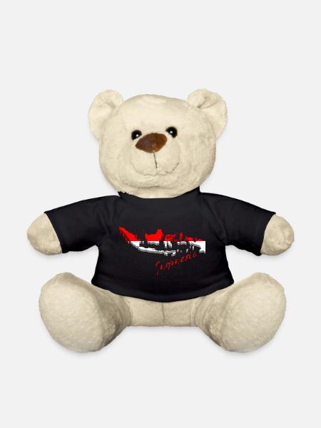 Landkarte von Indonesien, Flagge von Indonesien - Teddy - Schwarz