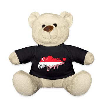 Landkarte von Singapur, Flagge von Singapur - Teddy - Schwarz - Vorne