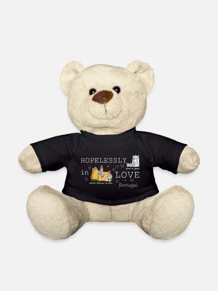 Portugal Liebe, Zeichnung Palacio Pena, Turm Belem - Teddy - Schwarz