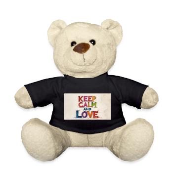 Retro Bunt Bleib ruhig und Liebe - Teddy - Schwarz - Vorne