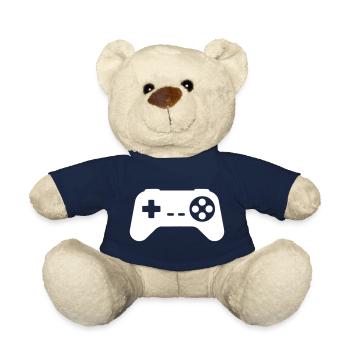 Retro Gamepad Silhouette - Teddy Bear - french navy - Front