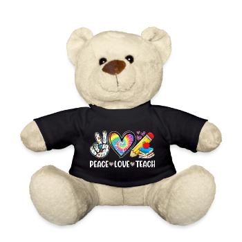 Peace Love Teach – Lehrer Herz & Regenbogen - Teddy - Schwarz - Vorne