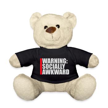 Warning Socially Awkward Lustig Sozial Unbeholfen - Teddy - Schwarz - Vorne